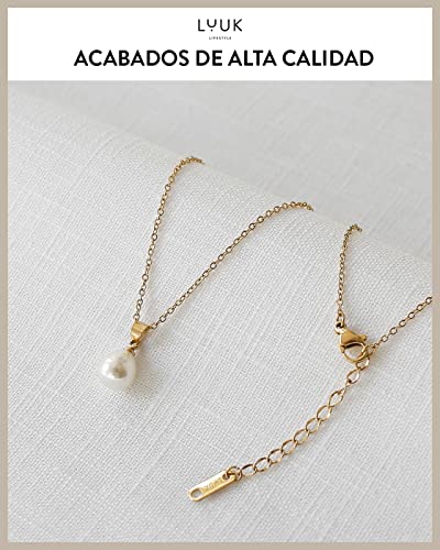 Thumbnail 3 de LUUK LIFESTYLE collar con colgante de perla y tarjeta HAPPINESS, resistente al agua, largo ajustable