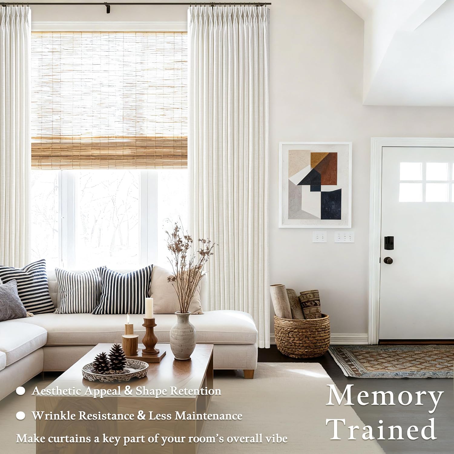Thumbnail 1 de 132 Inch Pinch Pleat Linen Curtains 50x132