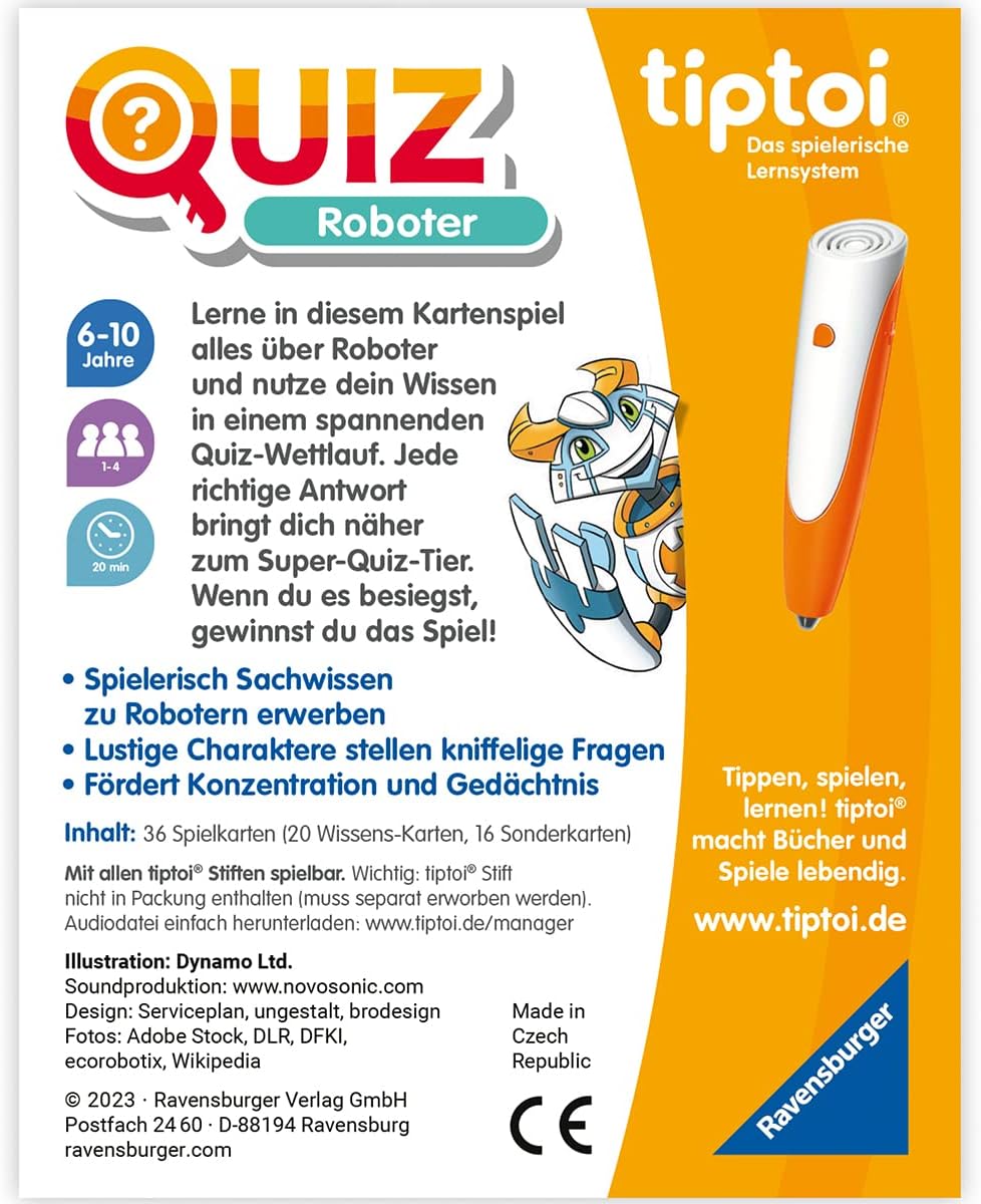 Detalle de Ravensburger tiptoi Quiz Roboter – interaktives Lern-Quiz für Kinder ab 6 Jahren (1–4 Spieler)