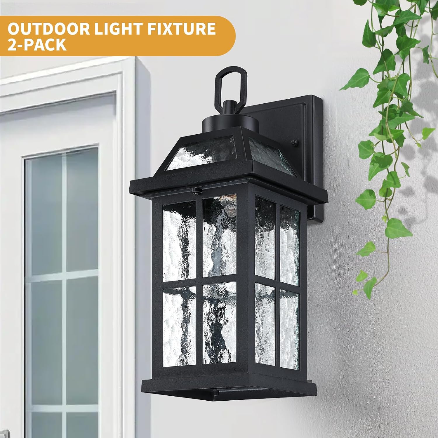 Detalle 1 de MYHXQ MY-WL317B-BK Outdoor Wall Lanterns, 14-Inch Black 2-Pack