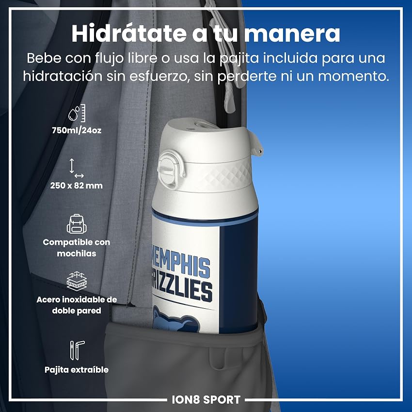 Detalle 2 de ion8 NBA Memphis Grizzlies Botella térmica 750 ml