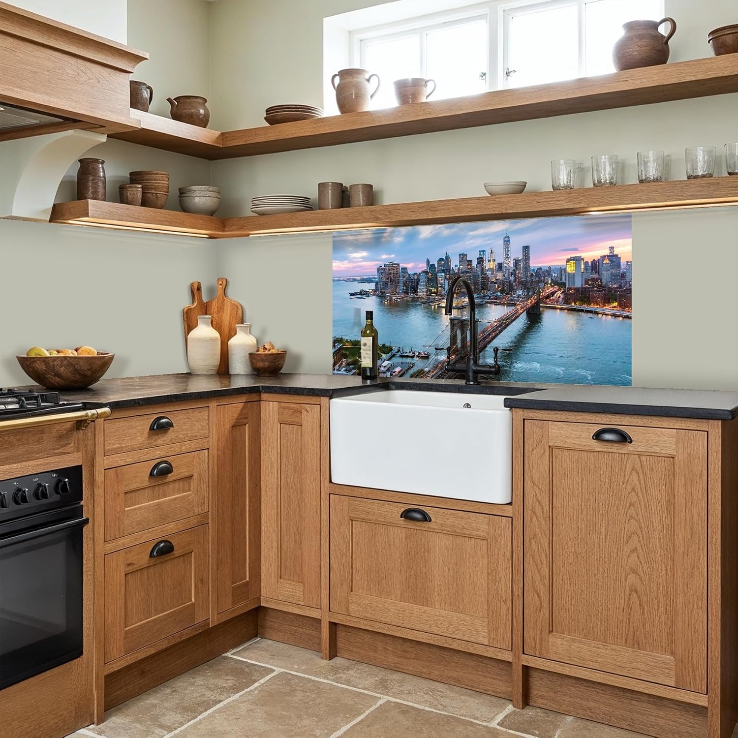 Detalle de KitchenYeah New York - Skyline keukenachterwand 80 x 150 cm, zelfklevend kunststof
