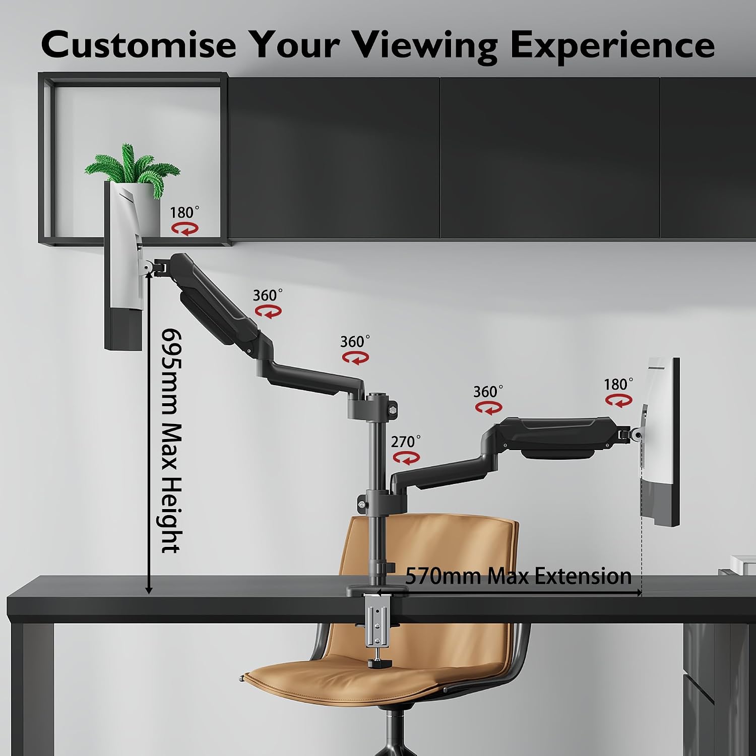 Thumbnail 4 de BONTEC Monitor Halterung für 2 Monitore 13–32 Zoll