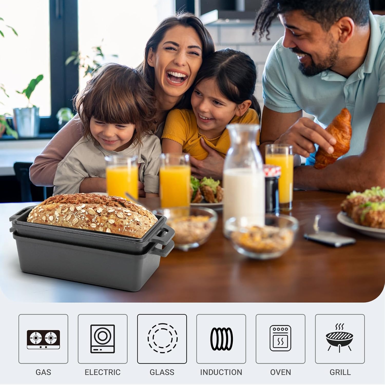 Thumbnail 5 de Northriver Casting 9×5 Inch Cast Iron Loaf Pan with Lid (2-Piece Set) for Bread, Cake, and Meatloaf