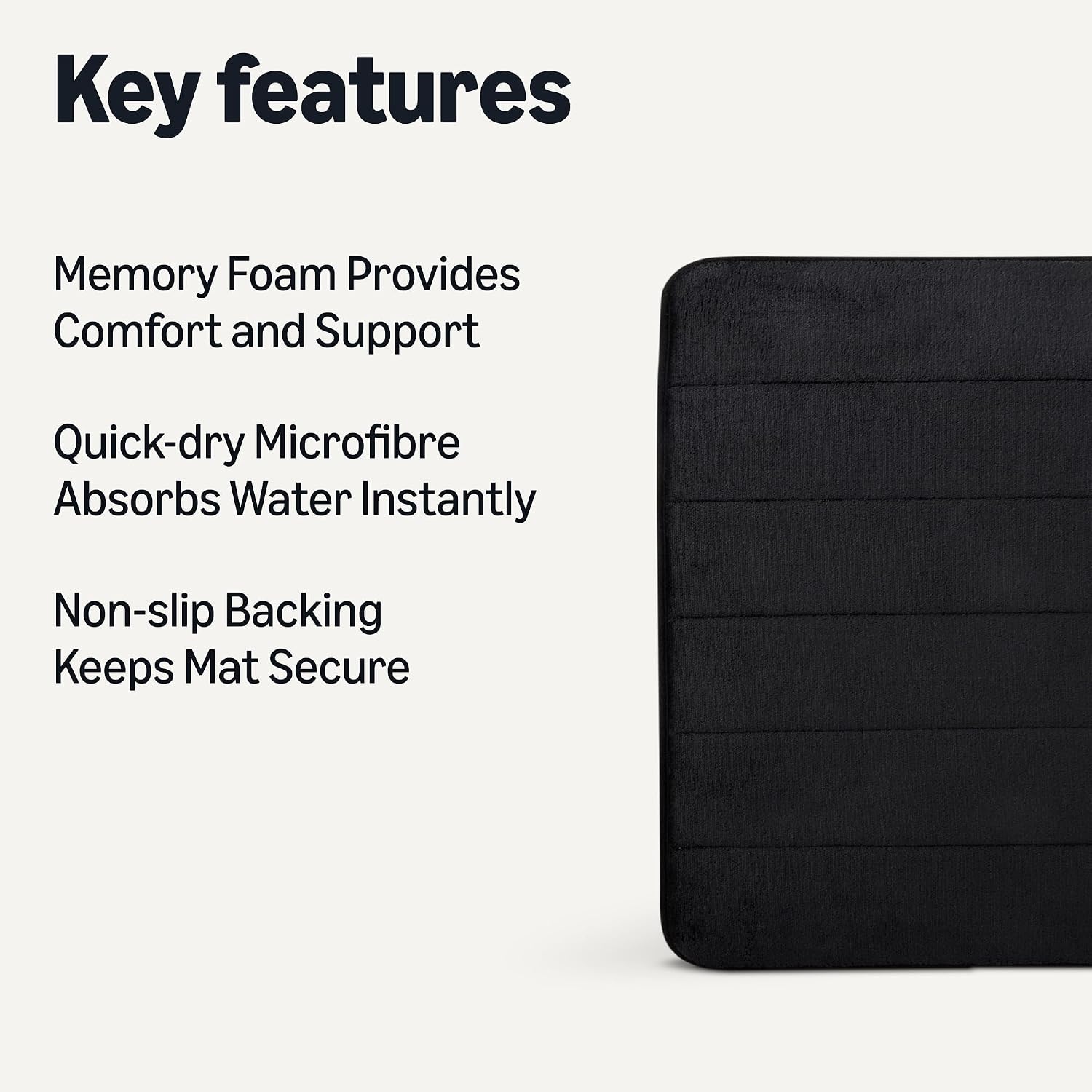 Thumbnail 2 de Amazon Basics Memory Foam Bath Mat, Extra Soft – 43 x 61 cm, Black