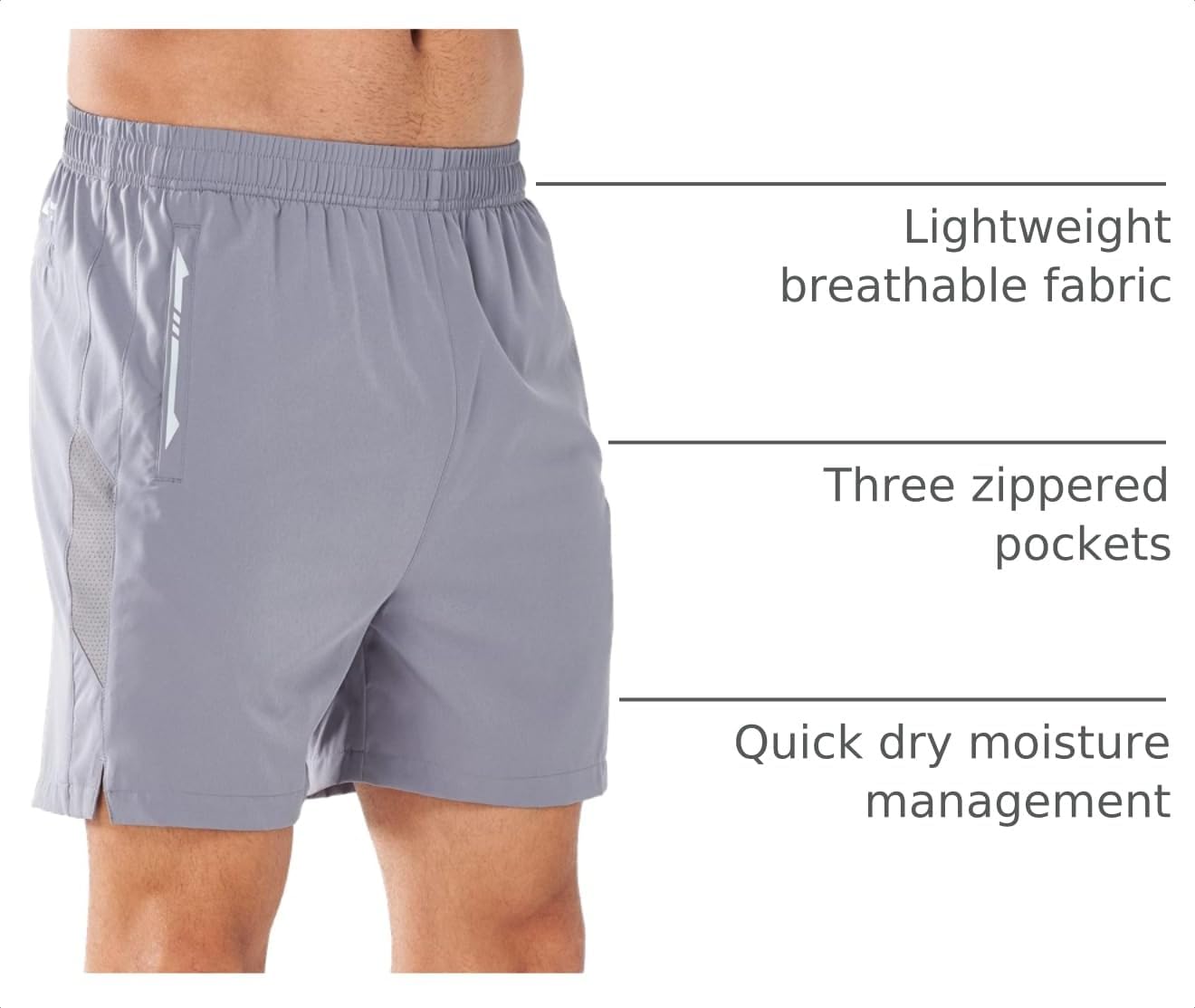 Detalle de NORTHYARD Men's Running Athletic Shorts — Lightweight, Quick-Dry with 3 ZIP Pockets (5"/7"/9")