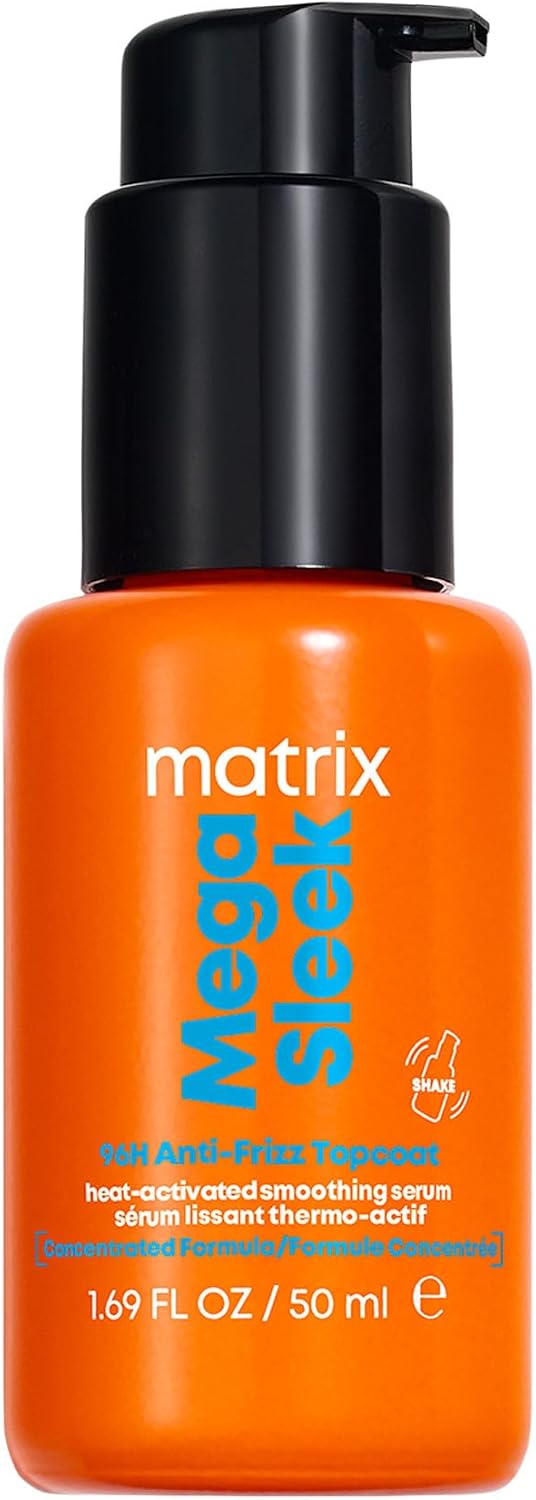 Detalle de Matrix Mega Sleek Siero Topcoat Anti-Crespo 96H – protezione termica e brillantezza per capelli crespi