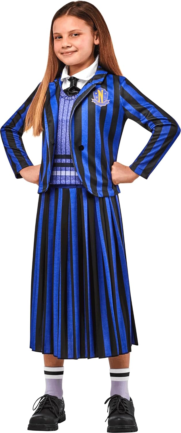 Detalle de Wednesday Addams Costume Dress for Kids (Girls Large 10/12) by Rubies