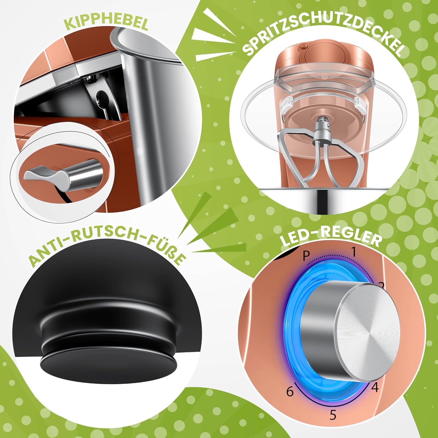 Thumbnail 6 de KESSER 3-in-1 Universal Küchenmaschine K-KM 3000 mit Fleischwolf, Knetmaschine und 5,5-l-Schüssel (inkl. Zubehör-Set)