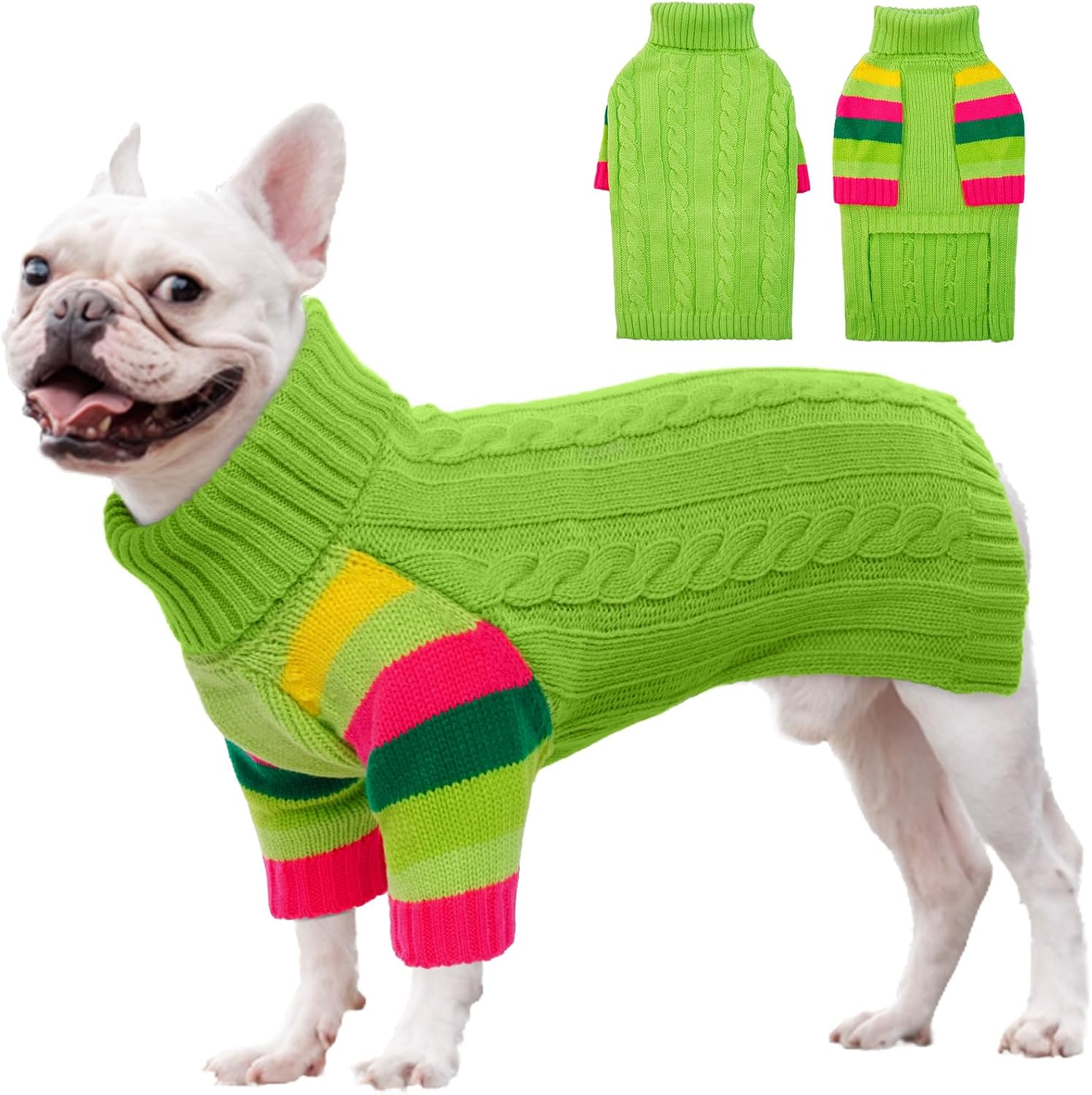 Detalle de OUOBOB Dog Jumper: Medium Winter Turtleneck Pullover for Dogs (Beagle, Frenchie, Boston Terrier)