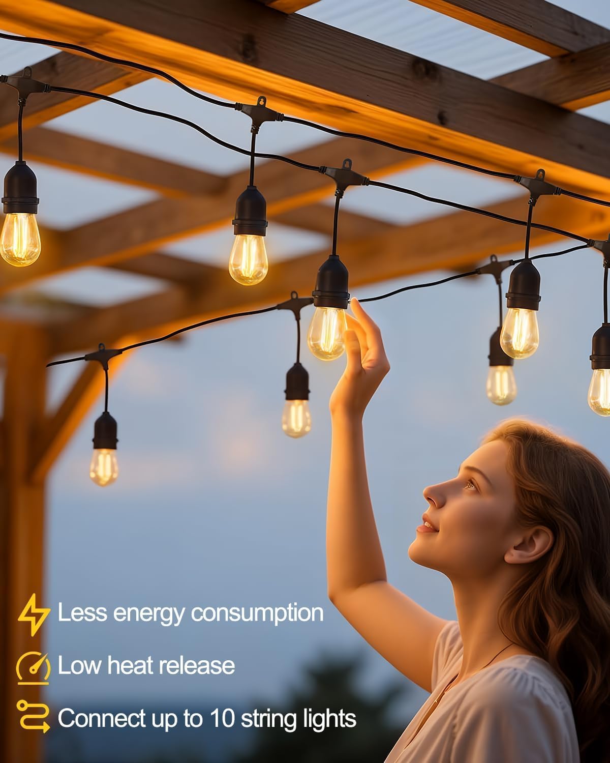 Thumbnail 1 de BRIMAX Outdoor String Lights 49FT heavy-duty waterproof set with 15 E27 sockets