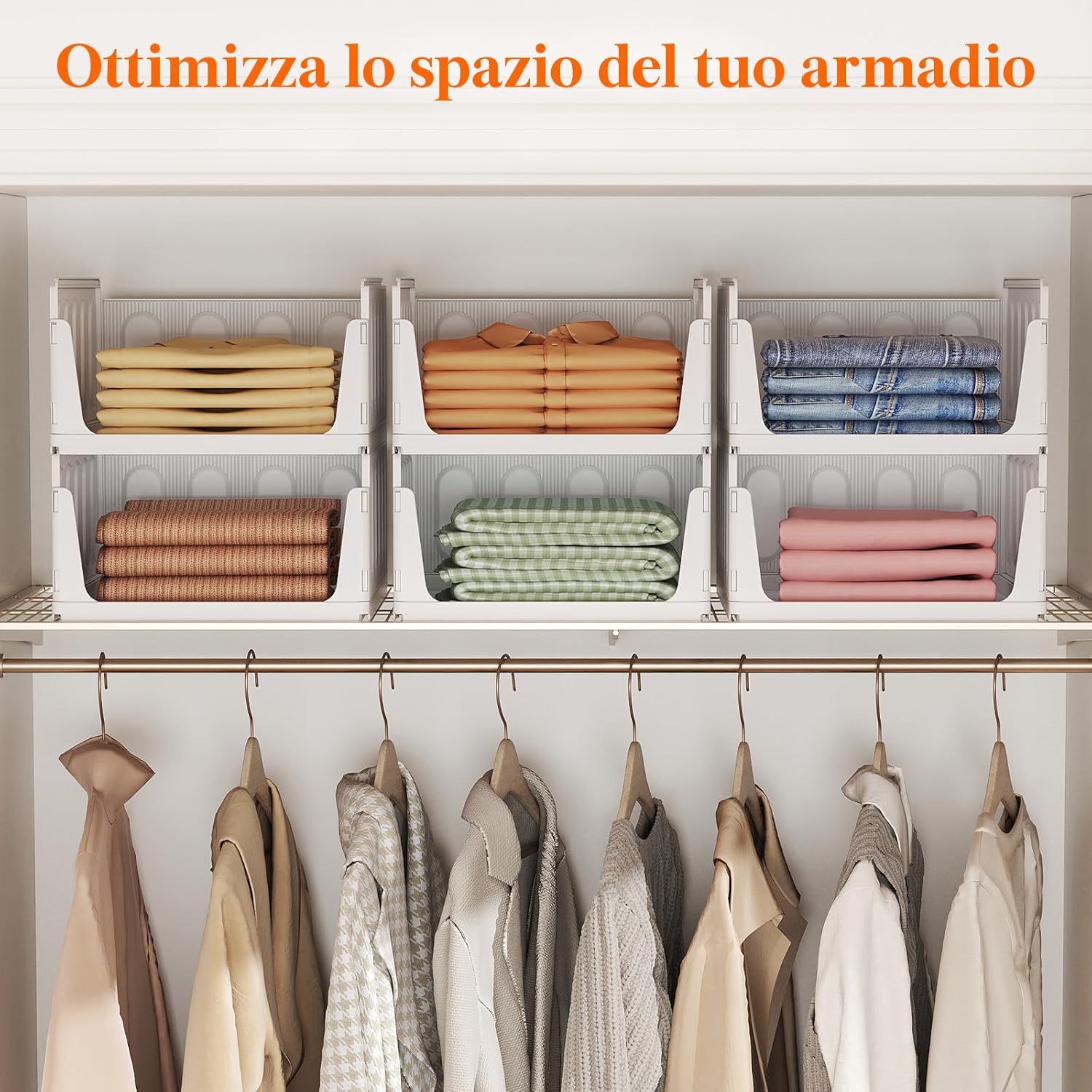 Thumbnail 6 de Lifewit Organizer Armadio Interno – 8 contenitori impilabili, 32×42×17,7 cm, 24 L, bianco
