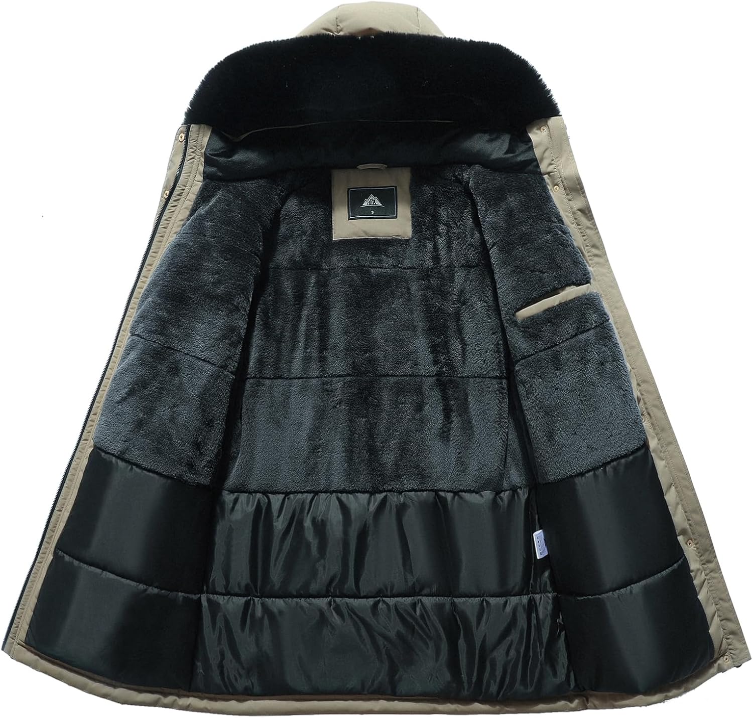 Detalle de MOERDENG Women's Long Winter Puffer Coat with Fleece Lining and Detachable Hood