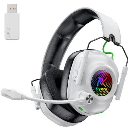 Detalle de Krysenix Gaming Headset Wireless mit Mikrofon – 2,4‑GHz/Bluetooth 5.4, 60h Akku, PS5/PS4/PC/Switch