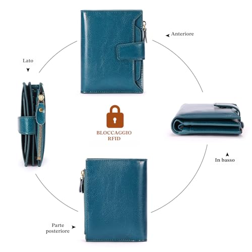 Detalle 2 de SENDEFN Portafoglio Donna in Pelle Vera: piccolo, sicuro e con 14 slots RFID