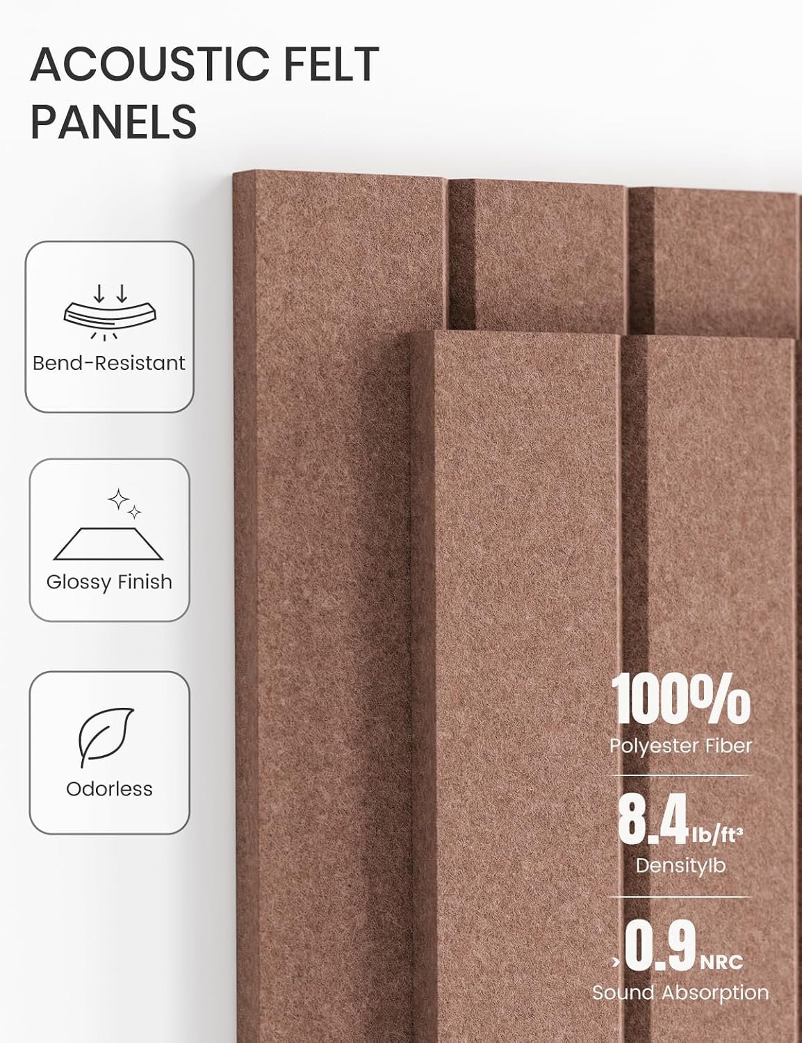 Detalle de Fluxynara Boho Fine-Stripe Felt Bulletin Board Tiles, 6-Pack with Pushpins
