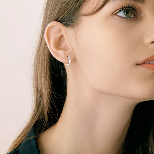 Thumbnail 6 de HUABOLA CALYN Silver Hoops Earrings for Women – 3 Pairs Small 8/10/12mm Hinged Sleeper Hoops with 925 Silver Post