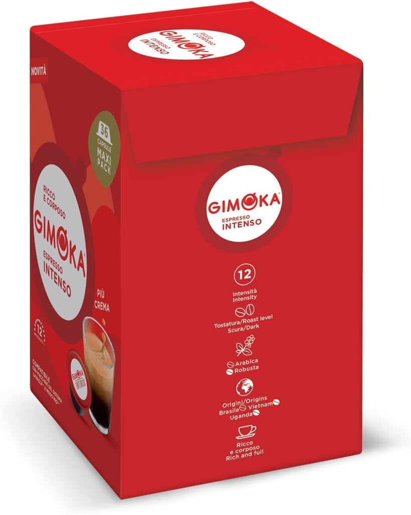Detalle de Gimoka Espresso Intenso Kaffeekapseln – kompatibel mit Lavazza A Modo Mio, 144 Stück (4 × 36)