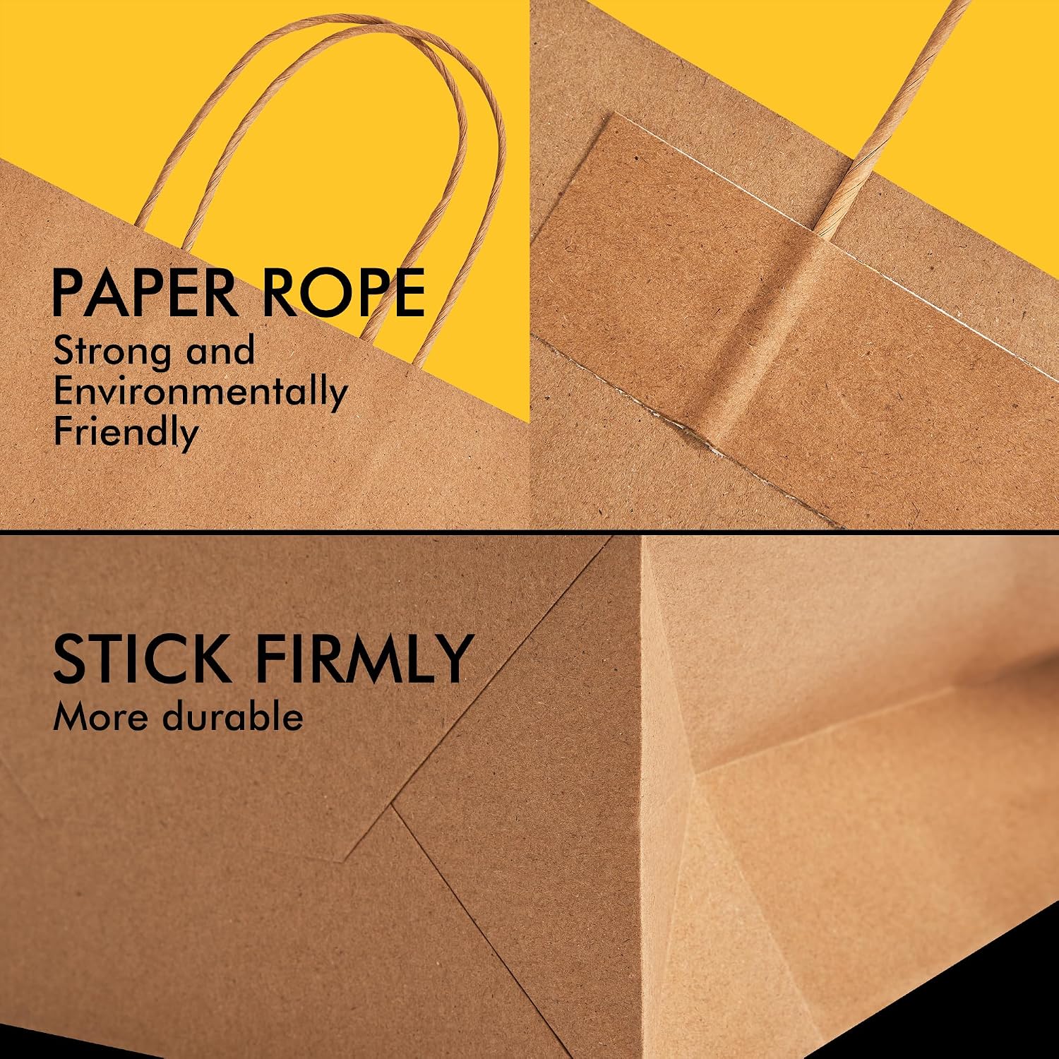 Thumbnail 2 de RACETOP Brown Kraft Paper Bags, 10 x 5 x 13 in, 100 Pack with Handles