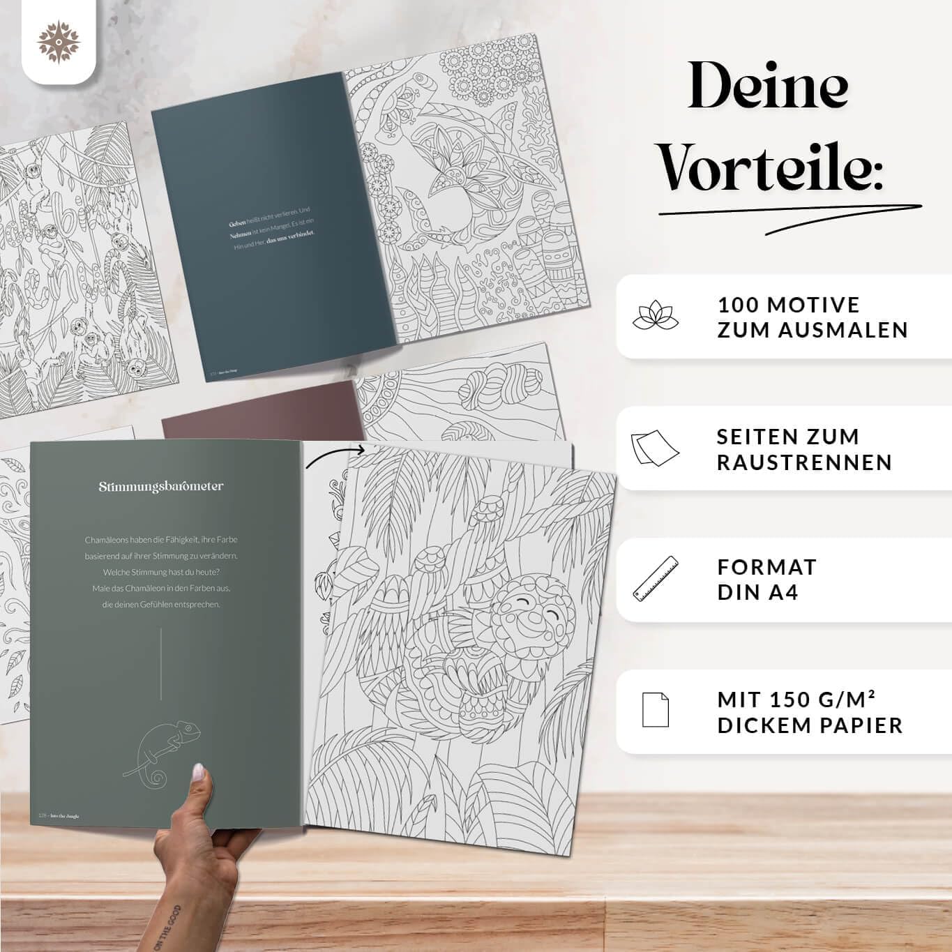 Detalle de Lebenskompass Malbuch 100 Motive Entspannung 📘