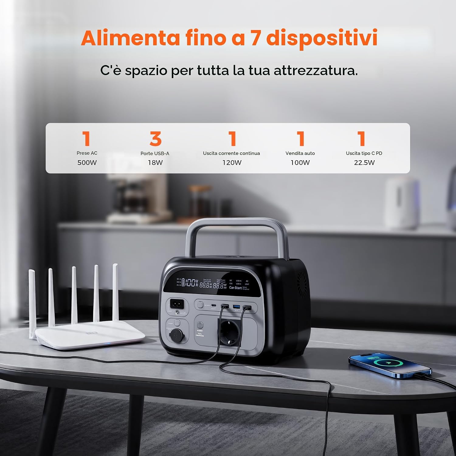 Detalle de CTOLITY Power Station portatile da 345 Wh: generatore solare da 500 W per campeggio ed emergenze