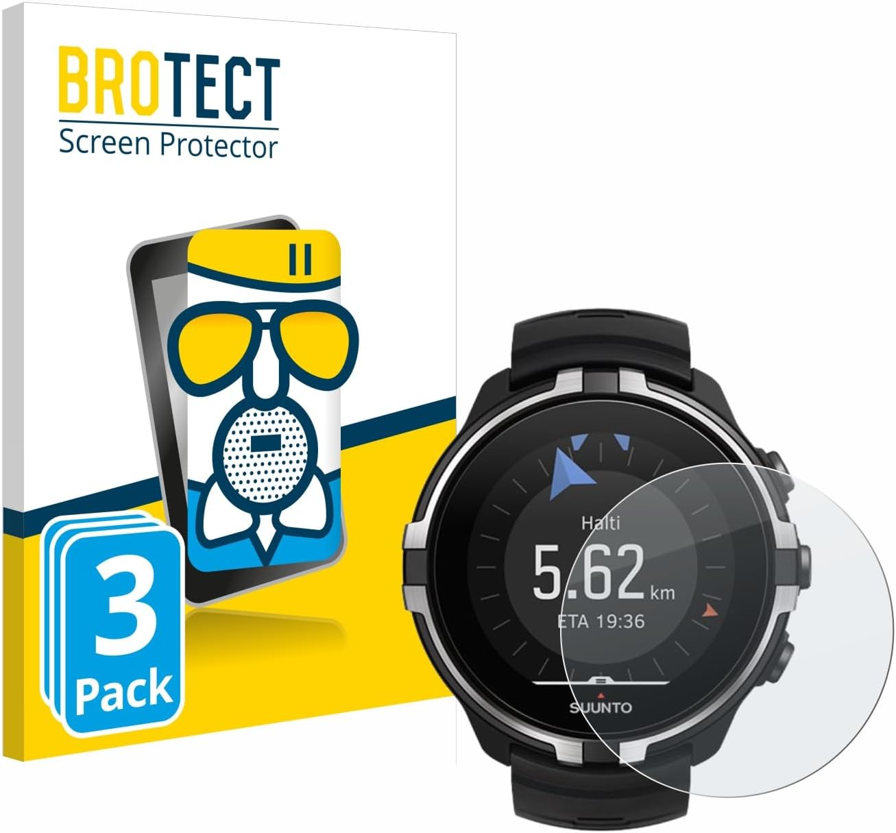 brotect Pellicola Vetro Opaca per Suunto Spartan Sport Wrist HR Baro Stealth (3 Pezzi) – protezione anti-riflesso e 9H