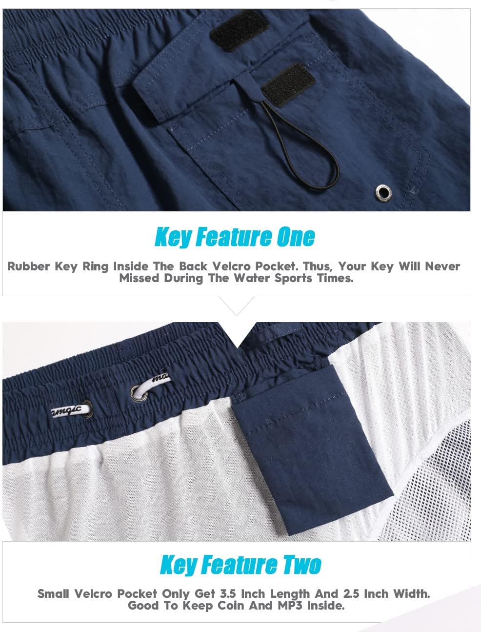 Thumbnail 2 de maamgic Men’s 5" Swim Trunks with Mesh Lining, Quick-Dry Bathing Suits for Men