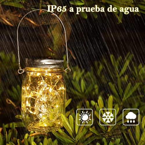 Detalle de Lámparas de Exterior NEWYANG, Juego de 3 Luz Solar Jardín con 30 LED – Color cálido, impermeables