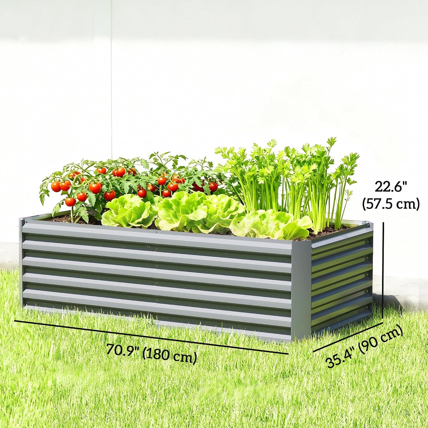 Thumbnail 6 de Outsunny Galvanized Raised Garden Bed, 6' x 3' x 2', Light Grey