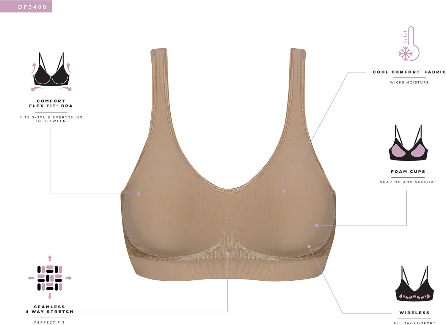 Thumbnail 3 de Bali Comfort Revolution Wirefree Bra for Women (Seamless, Full-Coverage Molding)