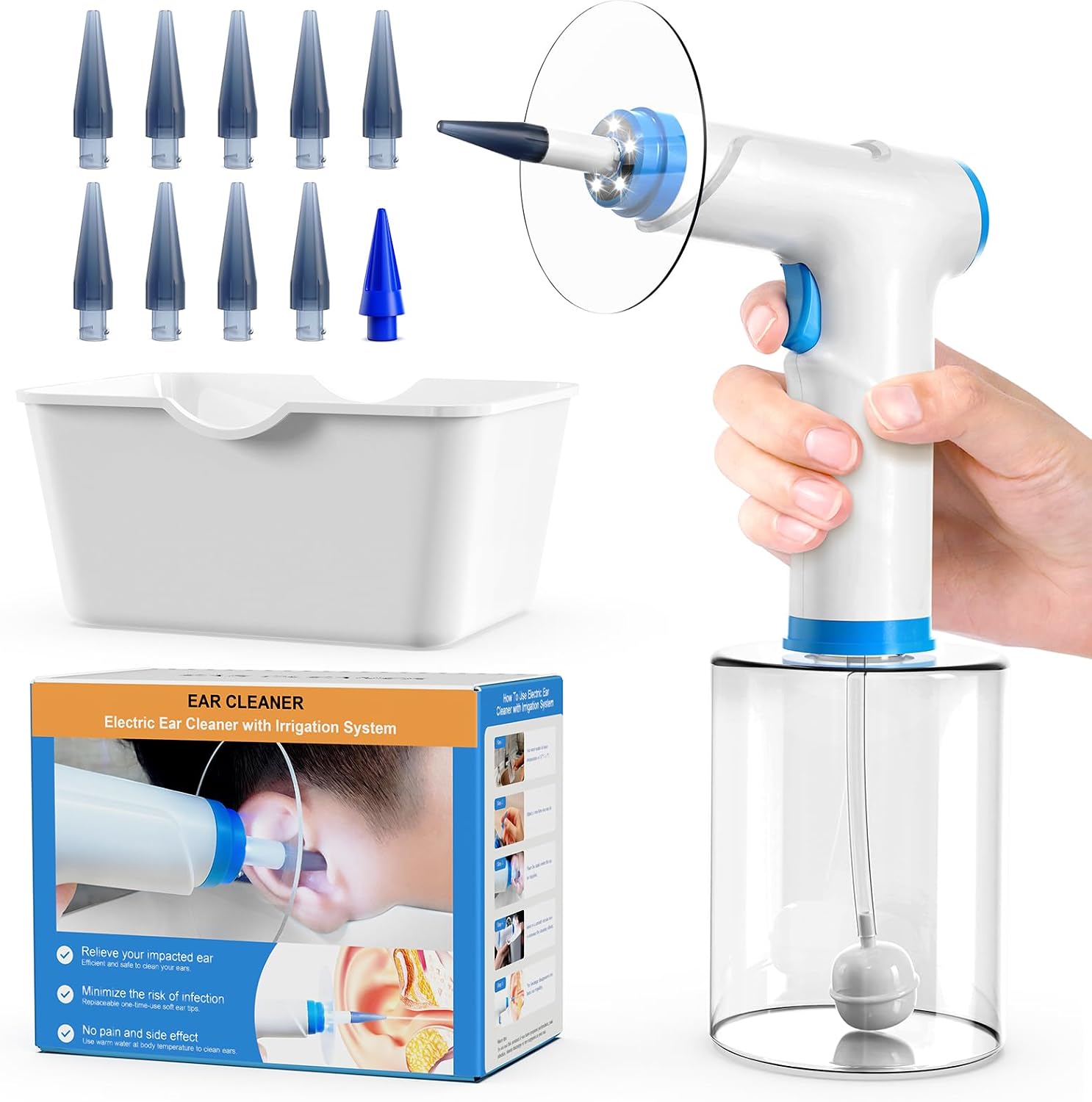 Thumbnail 6 de KAUGIC Electric Ear Wax Removal Kit, 4 Modes, 500 mL Tank and 10 Tips