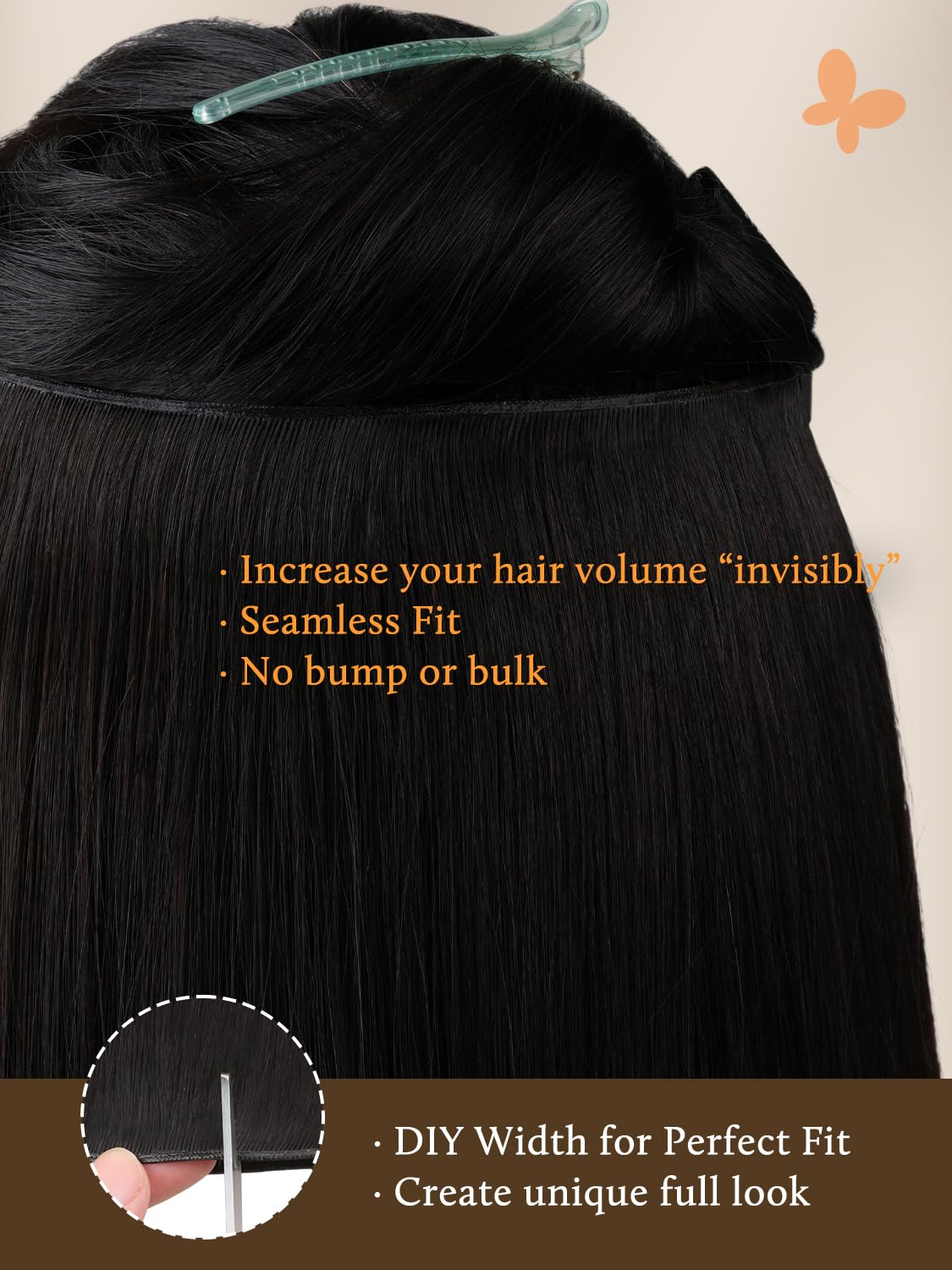 Detalle de DOORES Tape-in Weft Hair Extensions - Genius Seamless, Balayage Dark Brown to Chestnut Brown, 20 Inch, 60g