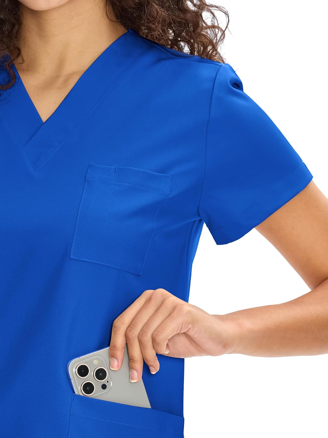 Detalle de COZYFIT Scrubs for Women Set: V-Neck Top & Straight Leg Pants with 9 Pockets