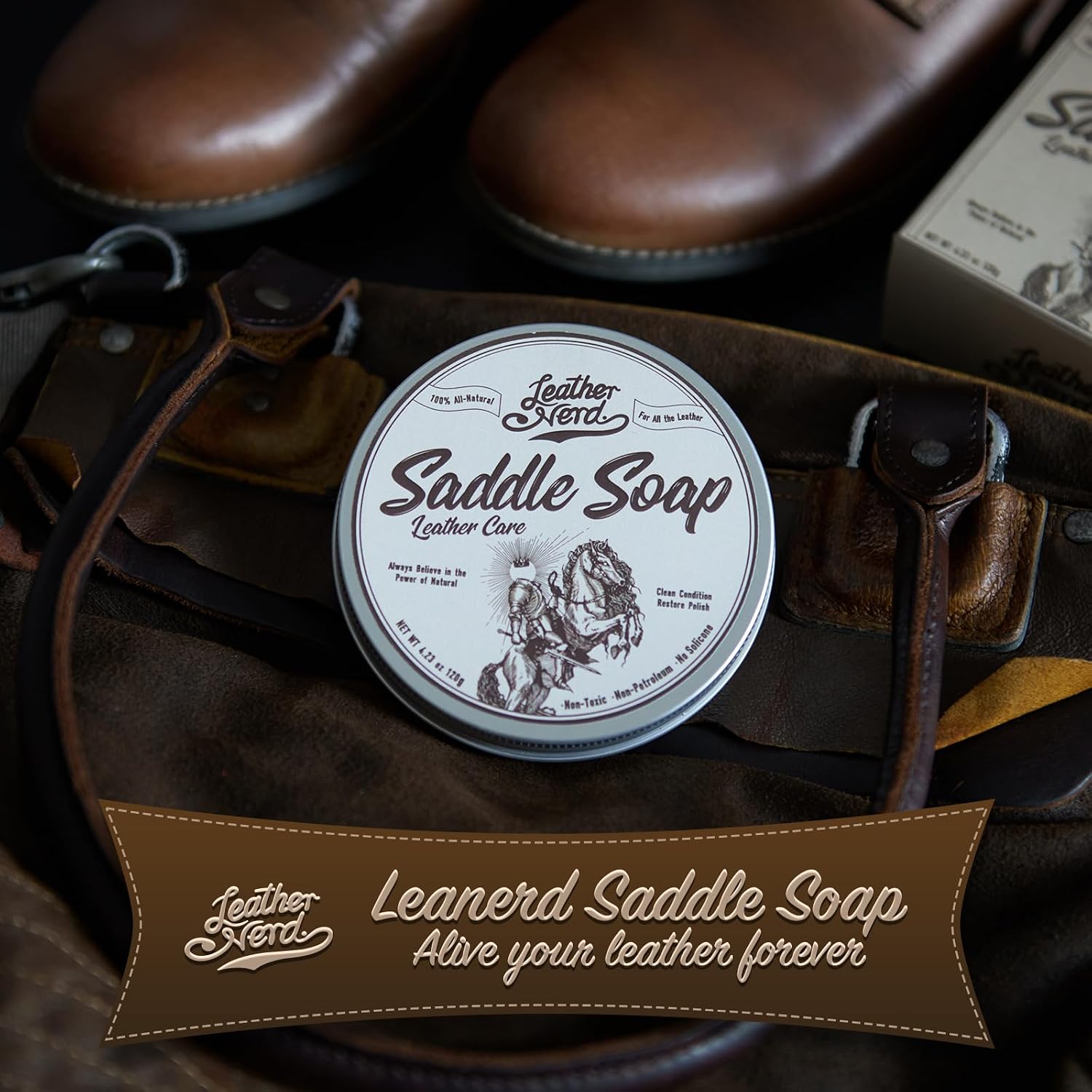Thumbnail 6 de Leather Nerd Saddle Soap for Leather Cleaner Conditioner (4.23 oz) with Sponge