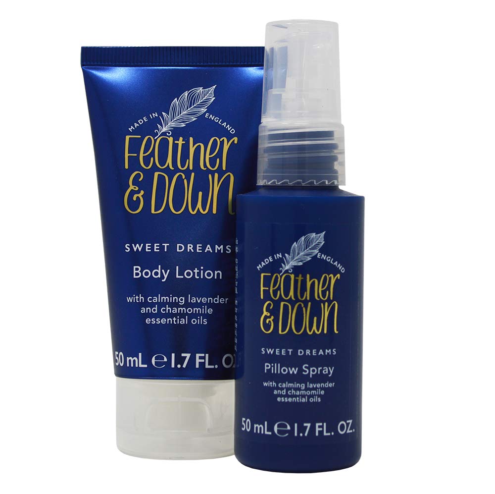 Detalle de Feather & Down Geschenkset „Straight to Sleep“ – Kopfkissenspray (50 ml) & Bodylotion (50 ml) mit Lavendel & Kamille
