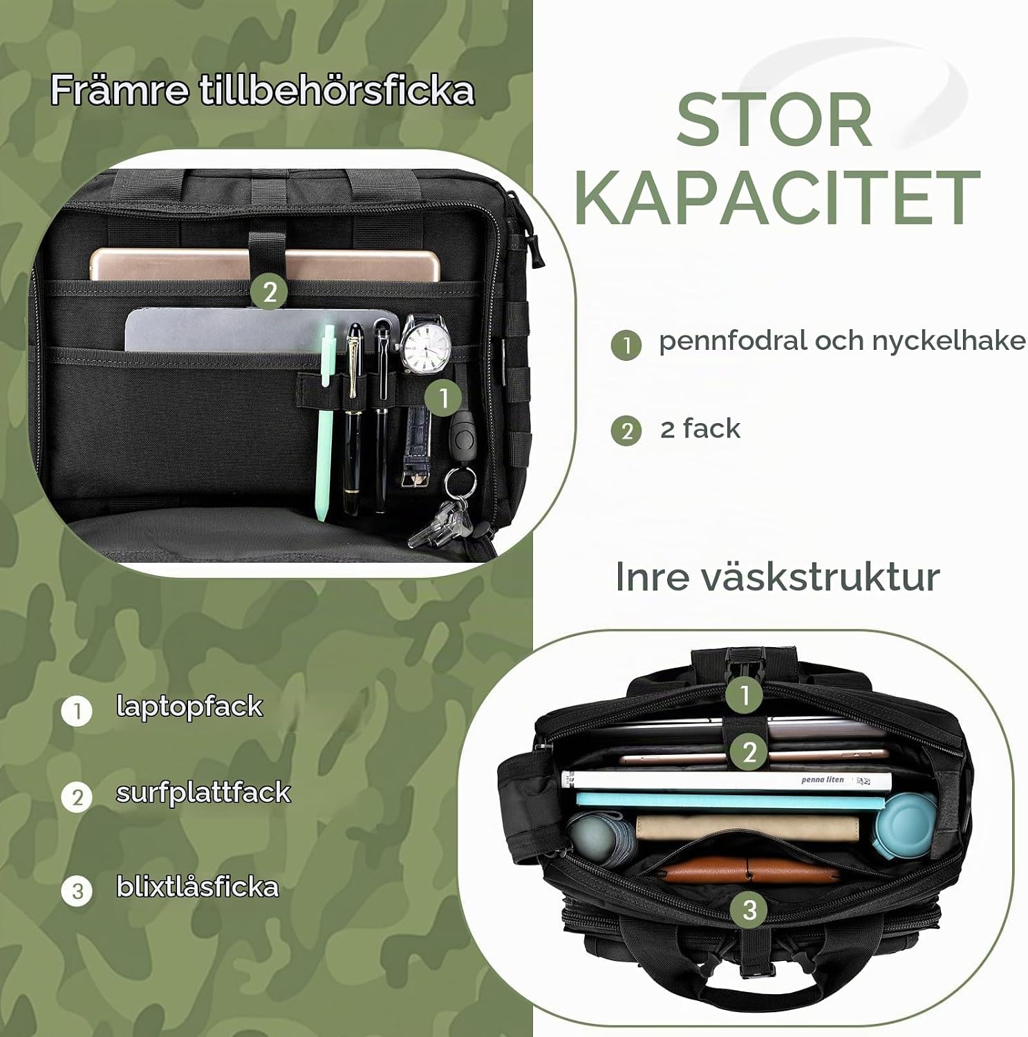 Detalle 2 de BAGZY taktisk axelväska med avtagbar rem och flera fack