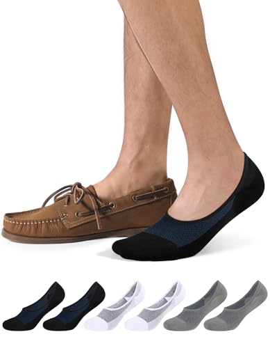 Detalle de CLOSEMATE 6 Paia Calze Fantas mini Uomo in Cotone – Invisibili e Antiscivolo per Mocassini e loafer
