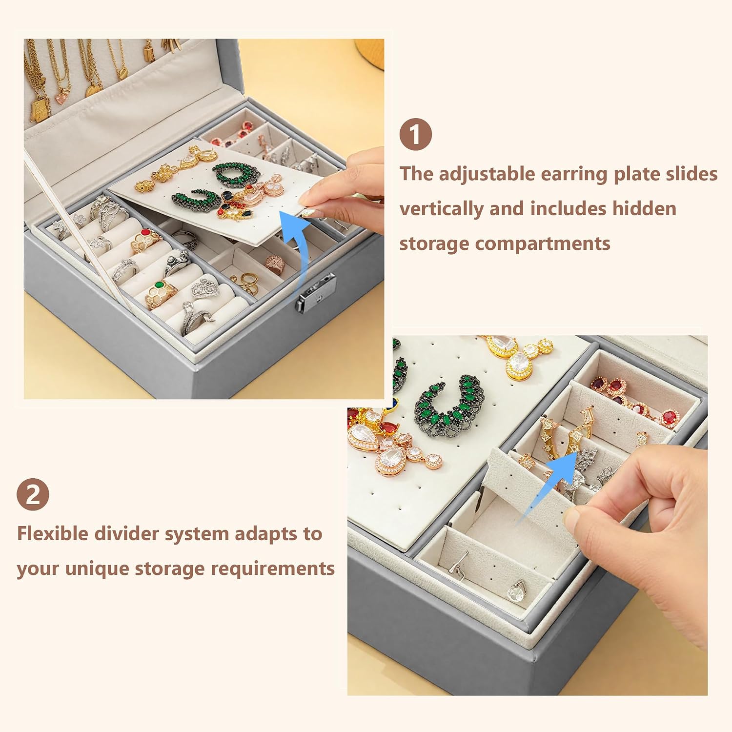 Thumbnail 5 de Homeanda Jewellery Box with Lock, 2-Layer 1 organiser 💍