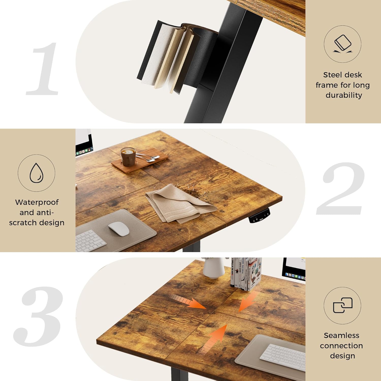 Thumbnail 3 de Agilestic Height-Adjustable Electric Desk, 140x80 cm – Sit-Stand Office Desk