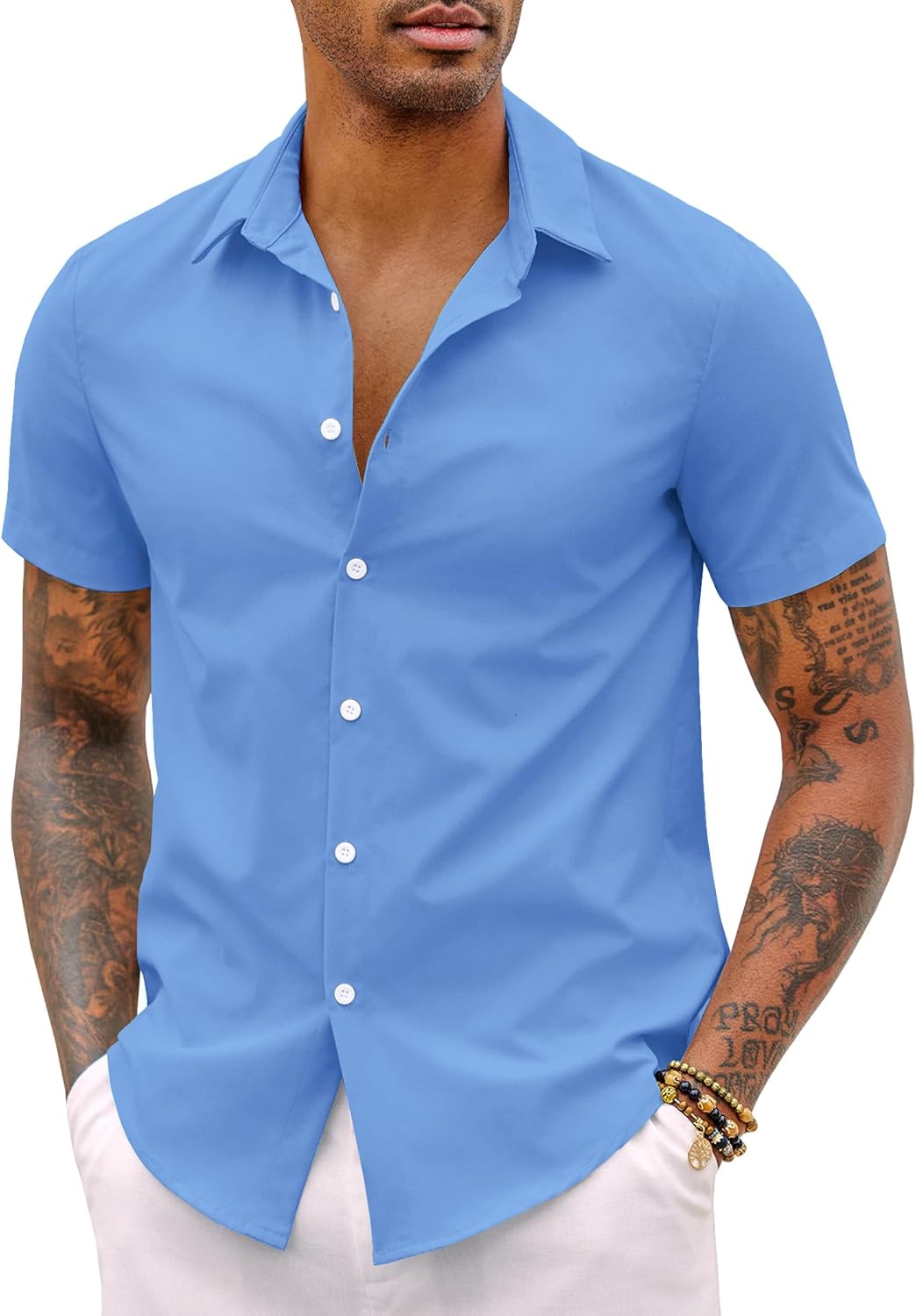 Thumbnail 6 de Chemise COOFANDY à Manches Courtes pour Homme – Coupe ajustée, sans repassage, style été