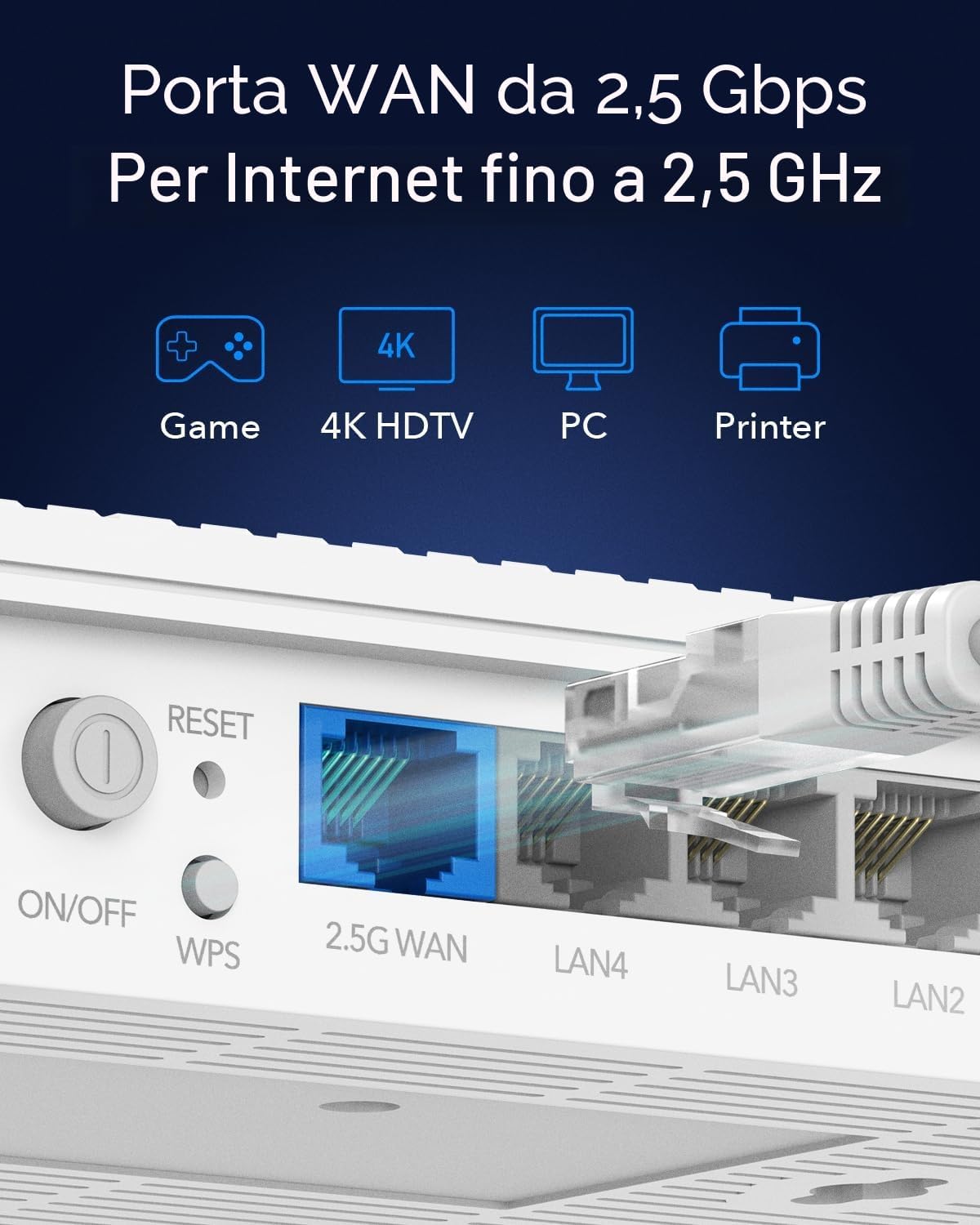 Detalle 2 de Cudy AX3000 WR3000H Router Dual Band WiFi 6 Mesh: velocità fino a 2,5 Gbps WAN e VPN flessibili