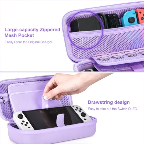 Thumbnail 5 de innoAura Paquete de Accesorios NS Switch OLED - Funda 18 en 1 Carcasa de Juegos de Switch, Protector de Pantalla, Soporte Grips de Mando de Switch,Púrpura