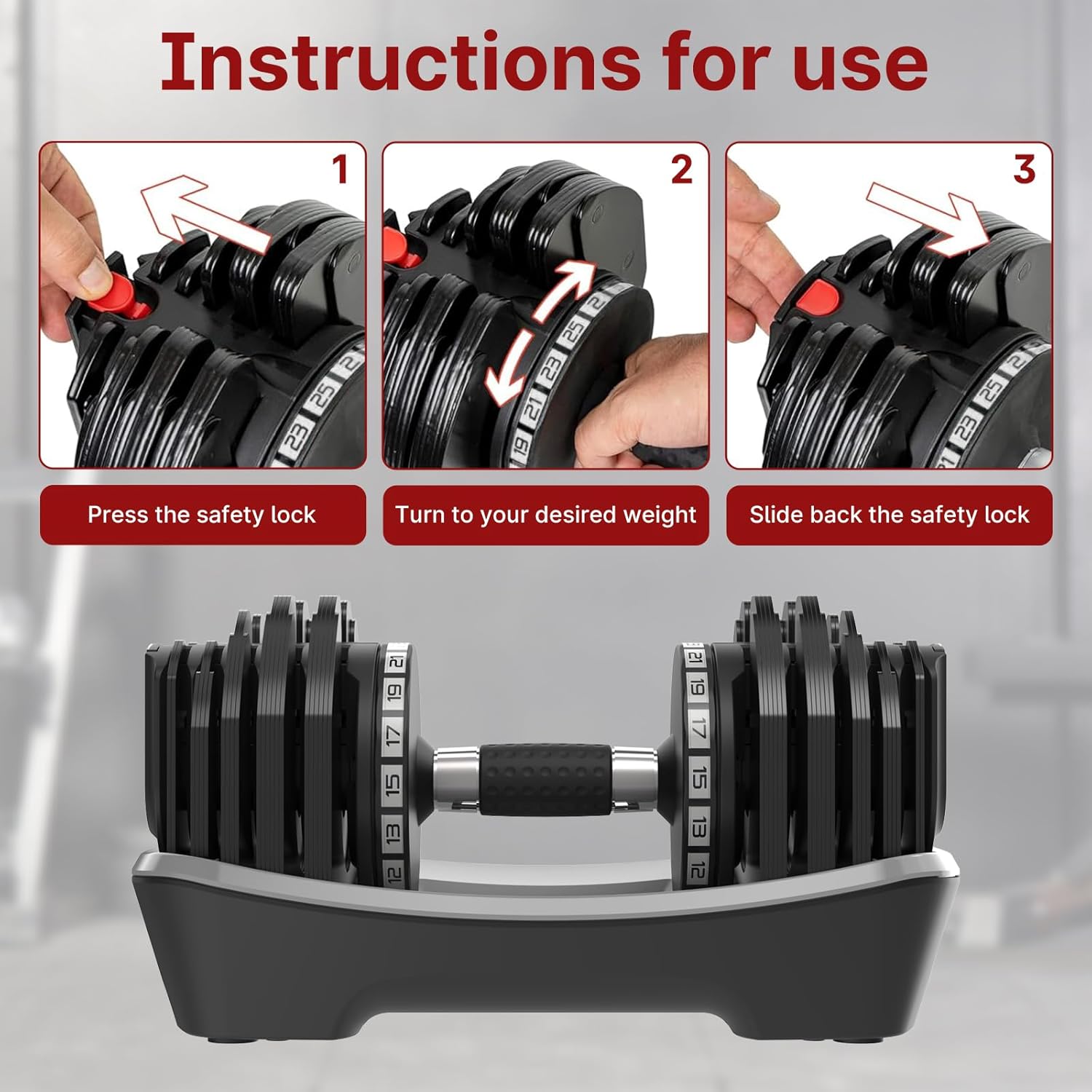 Detalle 2 de Newpower Fitness 25kg/36kg Adjustable Dumbbell Set (18-Weight System) – Space-Saving with Anti-Slip Handle