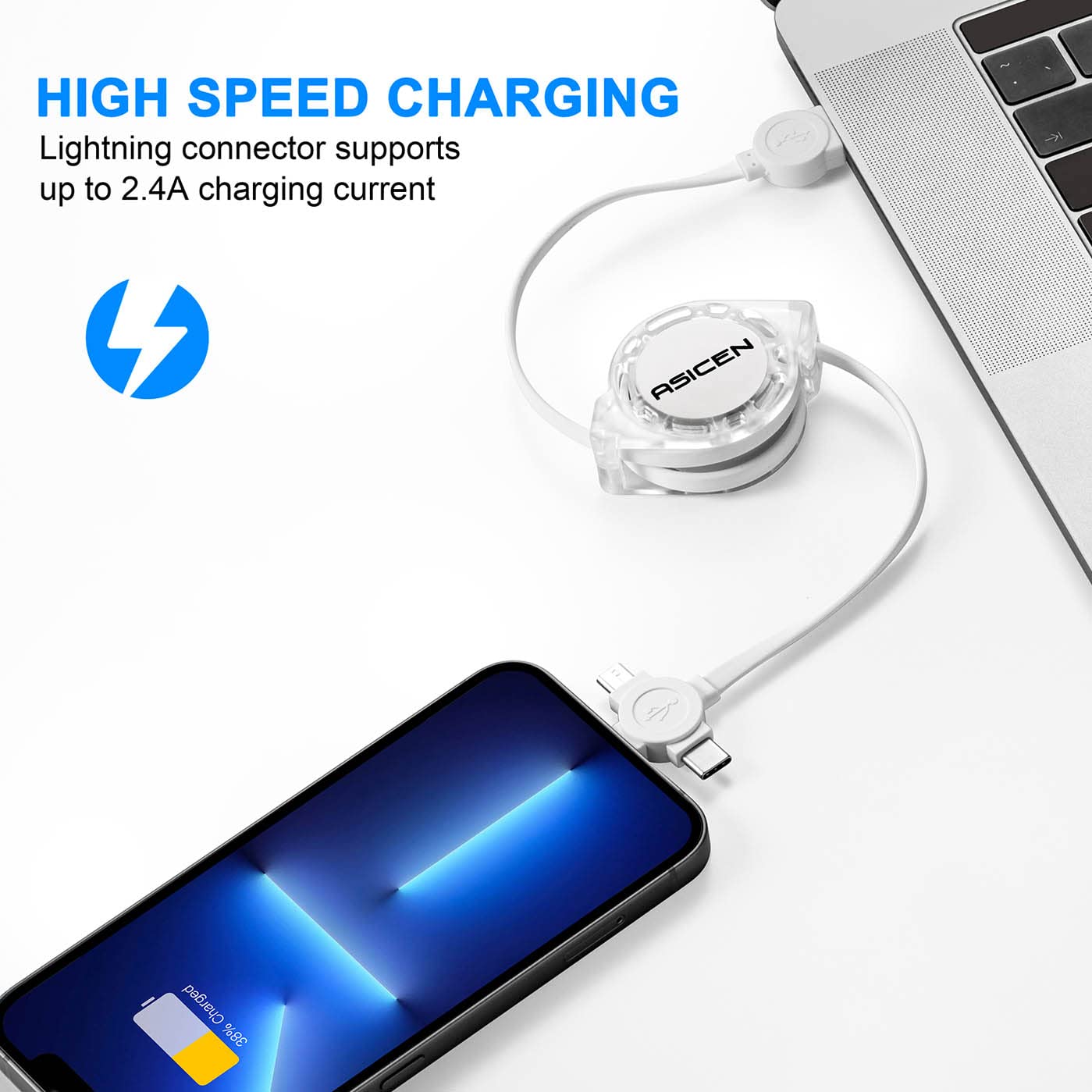 Thumbnail 2 de 3 in 1 Retractable Cable 1m