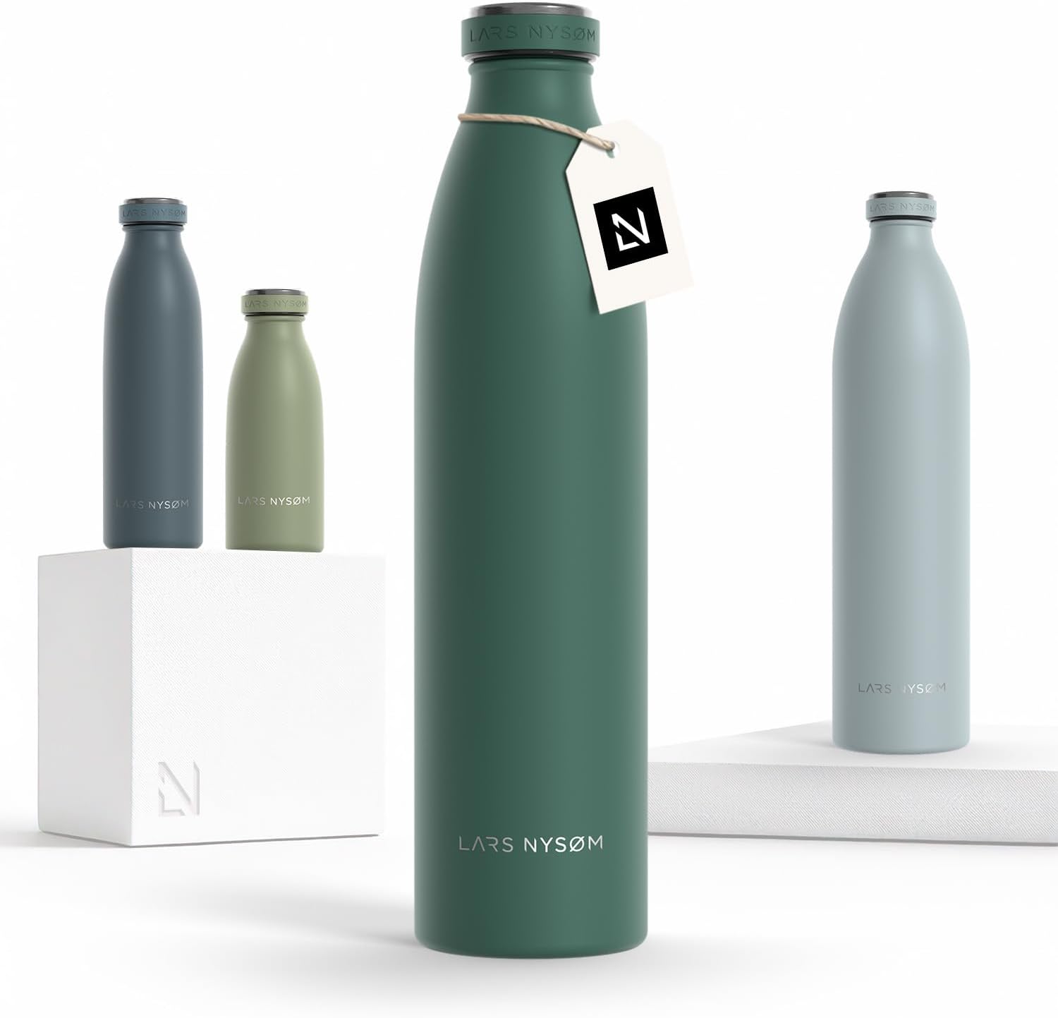 Detalle de LARS NYSØM Edelstahl Trinkflasche Ren – 1000 ml, auslaufsicher, doppelt isoliert