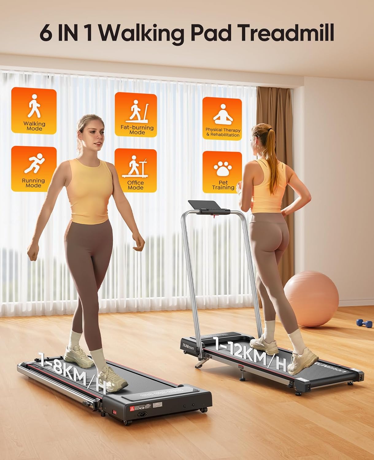 Detalle 1 de RUNIMON Folding Treadmill, 7% Incline