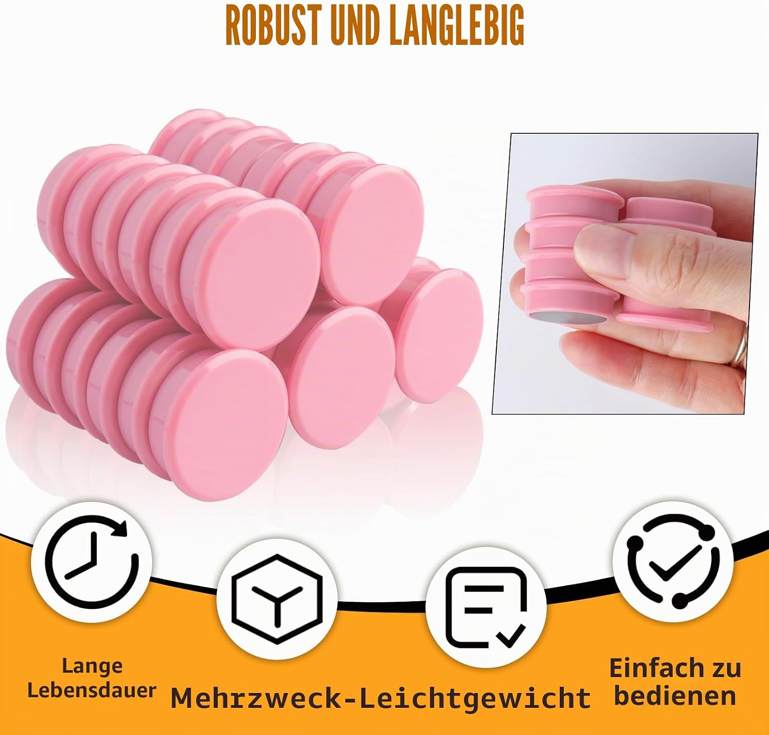 Detalle de QOJOPU 30 Stück starke Magnetkugeln – Runde rosa Mini-Magnete für Whiteboard, Kühlschrank & Pinnwand