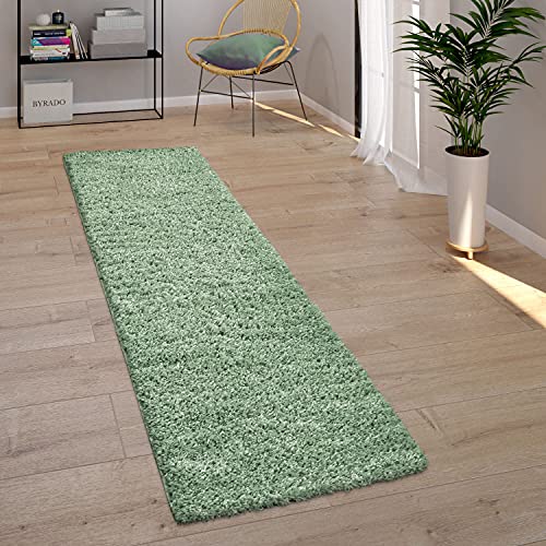 Detalle de Paco Home Tapis Shaggy Vert 70x140 cm 🛋