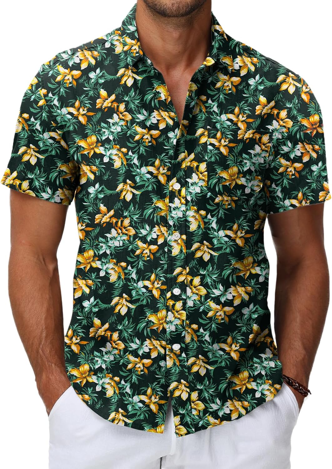 Thumbnail 6 de HMIYA Herren Hawaii Hemd – 100% Baumwolle, Kurzarm, Unisex, Knopfverschluss, Regular Fit