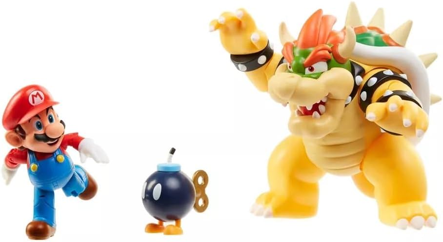 Detalle 2 de Nintendo Super Mario Figuren-Set „Mario vs. Bowser“ (Bowser ca. 15 cm, Mario ca. 10 cm) – Wave 1